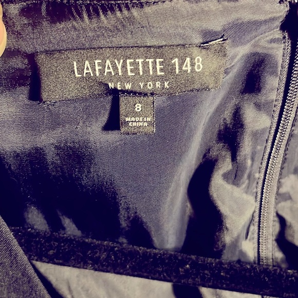 LAFAYETTE 148 || SIZE: 8 || NAVY BLUE || SLEEVELESS MIDI DRESS - Picture 5 of 7